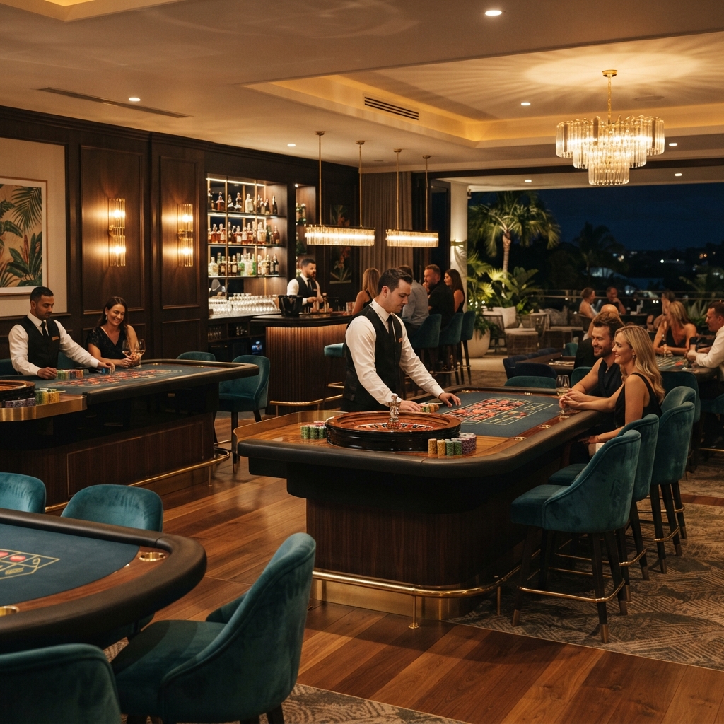 Azure Bay Casino Resort elegant adults-only casino and lounge area