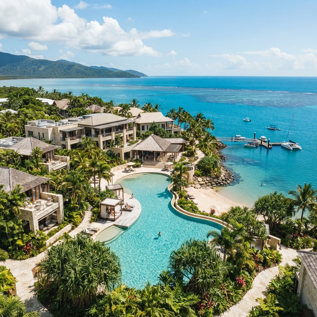 Azure Bay Casino Resort exterior and surrounding Australian landscape