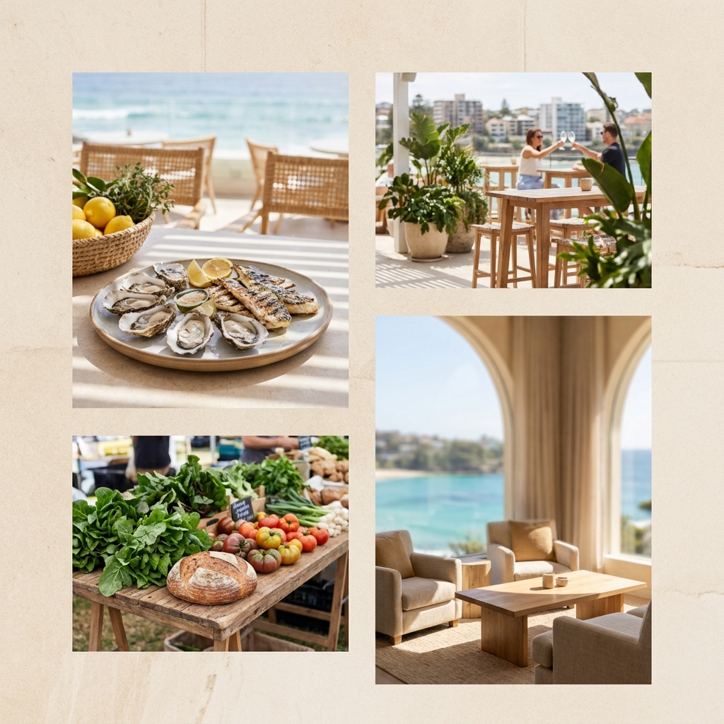 Australian hotel dining and evening experience collage
